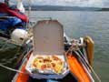 Pizza on board . . .